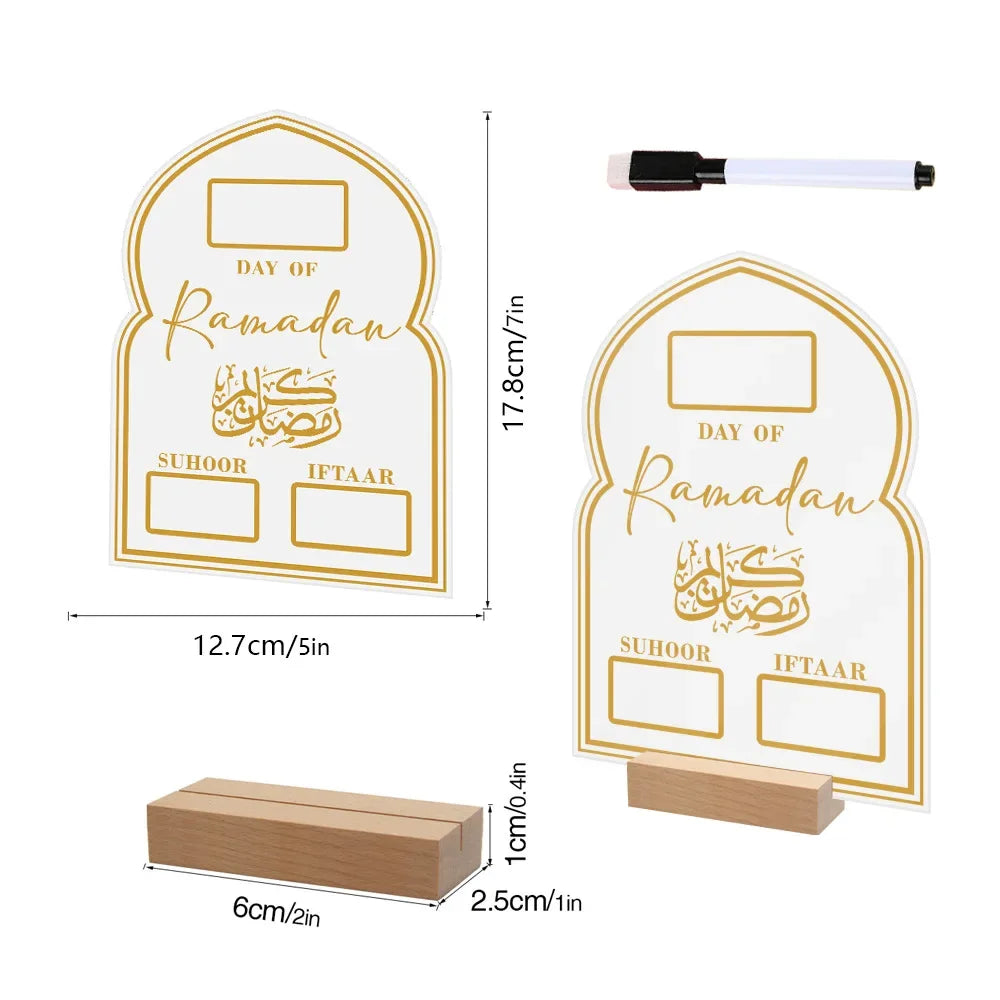 1 Pcs Ramadan Calendar Acrylic Eid Mubarak DIY Countdown 2024 Ramadan Decorations Countdown Ramadan Party Ornament