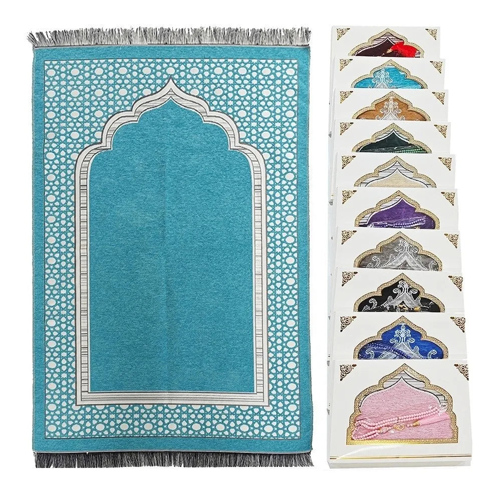 Printed Floor Mat 70x110cm Muslim Prayer Rug Non-slip Foldable Islamic Prayer Mat Rectangle Ethnic Style Janamaz Sajadah Eid