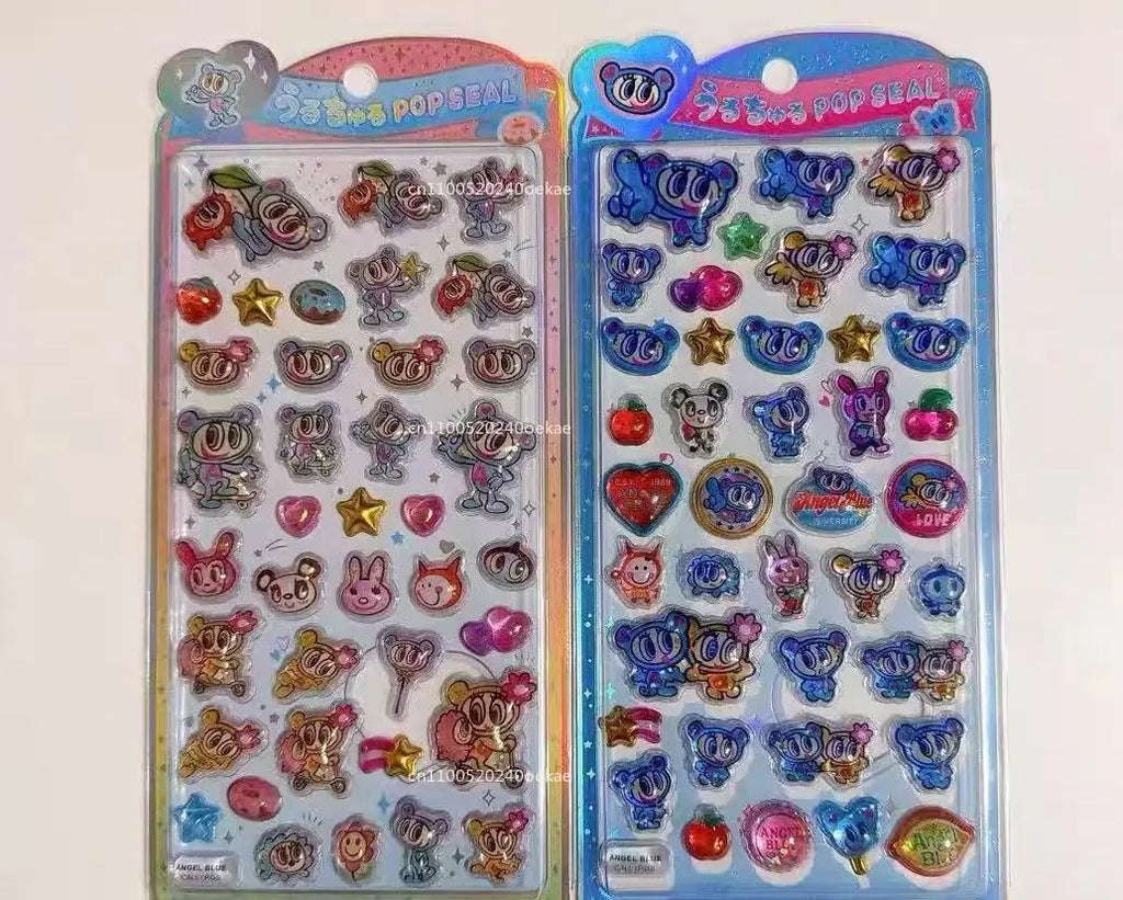 New Angel Blue Wave Water Moisturizing Stickers Japanese 3D Relief Stickers Children's Fairy Decorative Stickers festival gifts