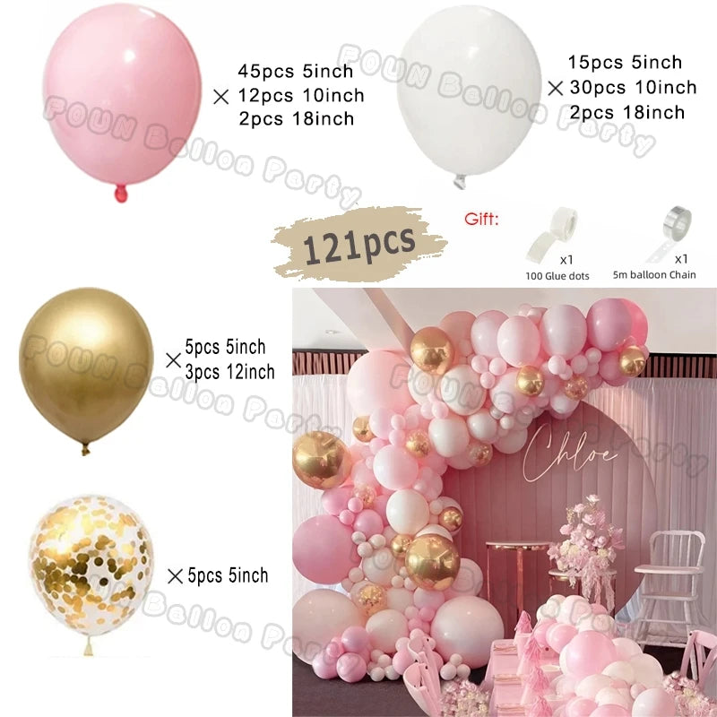 Macaron Pink Balloon Garland Arch Kit Wedding Birthday Party Decor Kids Rose Gold Latex Balloons Baby Shower Decorations Chain