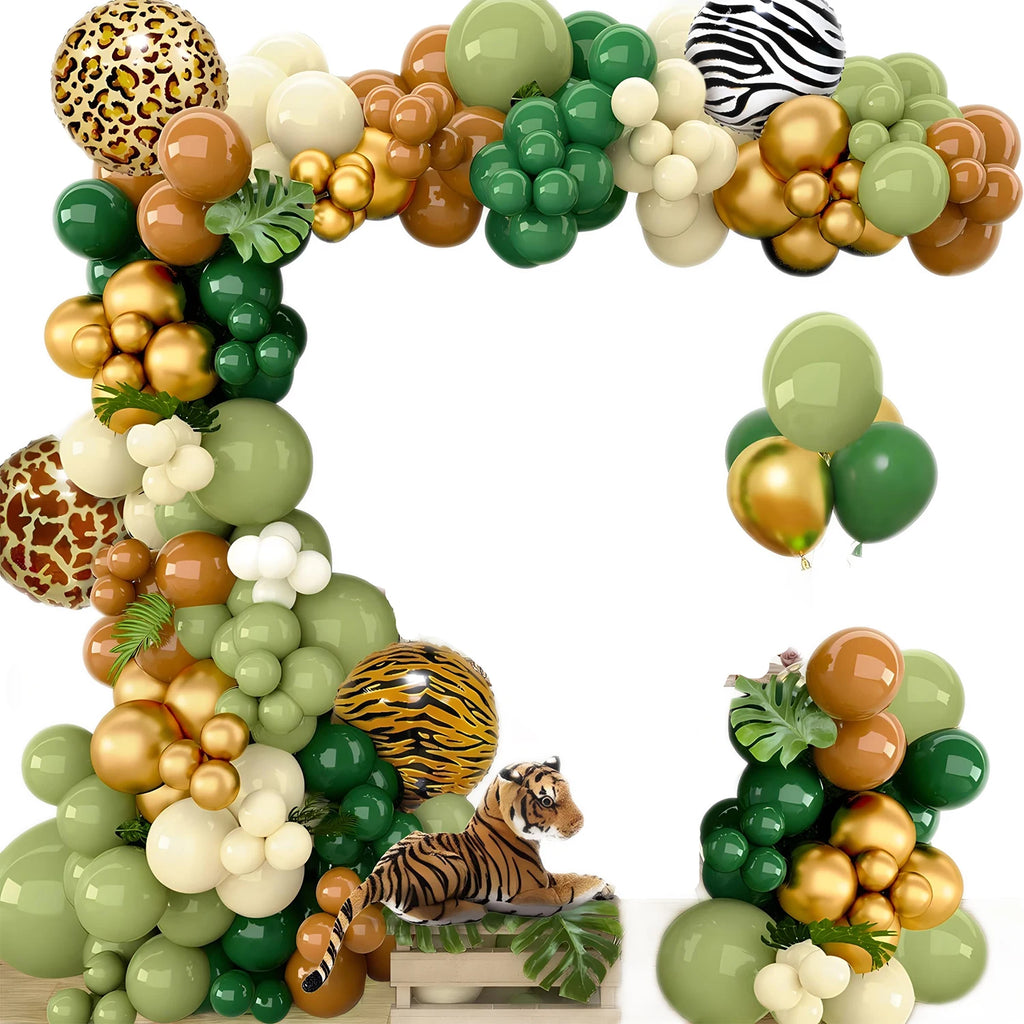Jungle Animal Balloon Garland Arch Kit 1st Birthday Party Decoration Kids Boy BabyShower Decor Latex Balloons