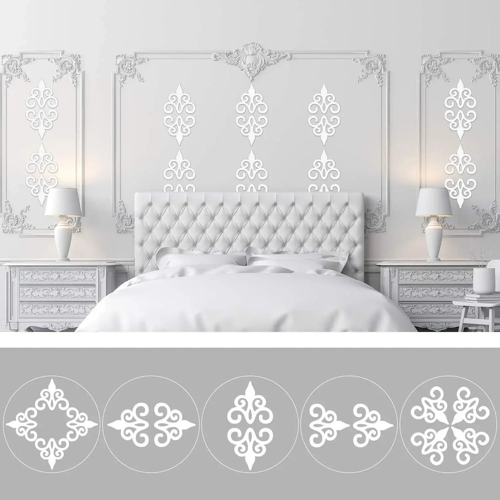 10Pcs 3D Acrylic Mirror Diagonal Lace Wall Stickers Porch Wardrobe Border Decoration Wall Decals Peel & Stick Home Decoration