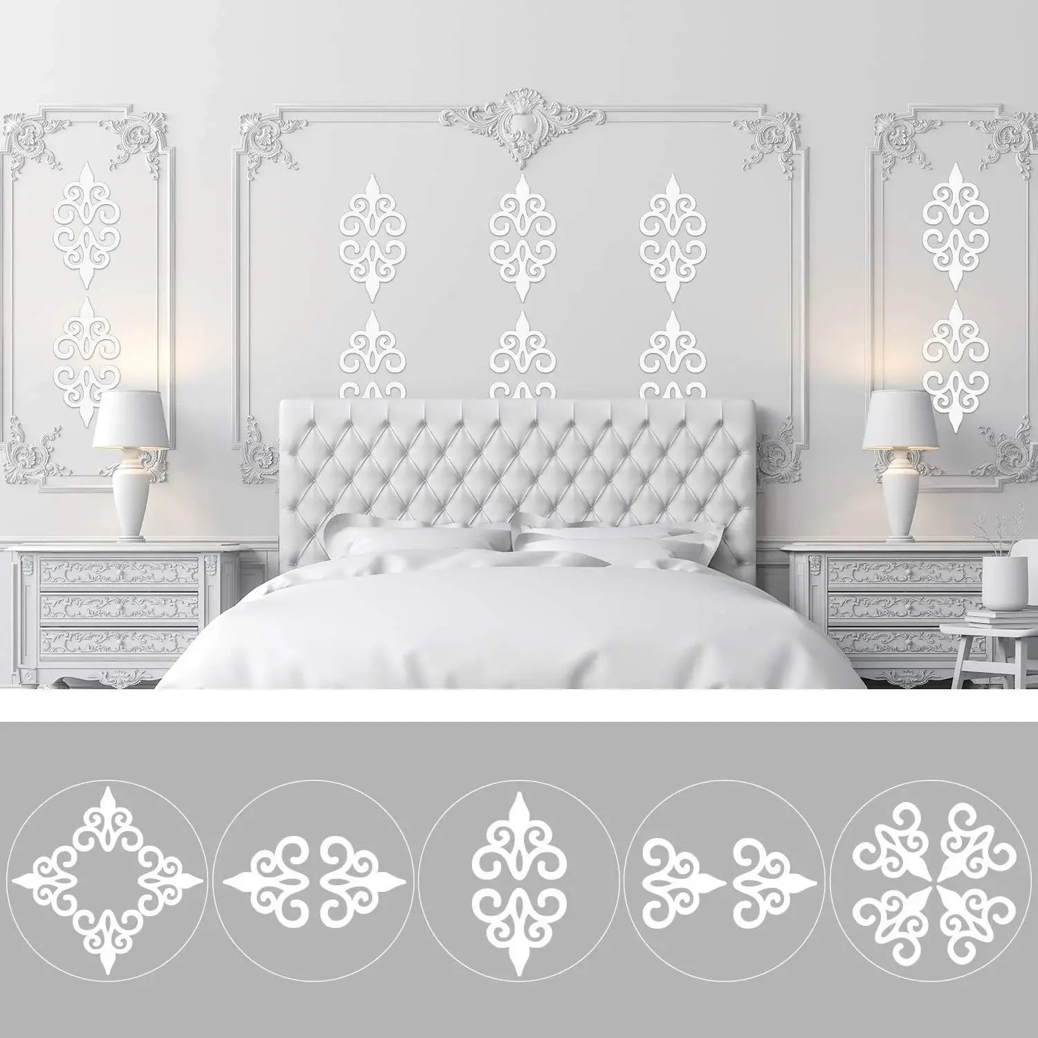10Pcs 3D Acrylic Mirror Diagonal Lace Wall Stickers Porch Wardrobe Border Decoration Wall Decals Peel & Stick Home Decoration
