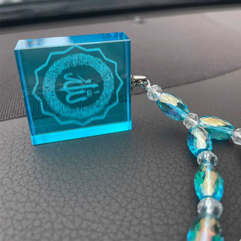 Islam Blue Crystal Beads Allah Quran Ayatul Kursi Car Hanging Pendant