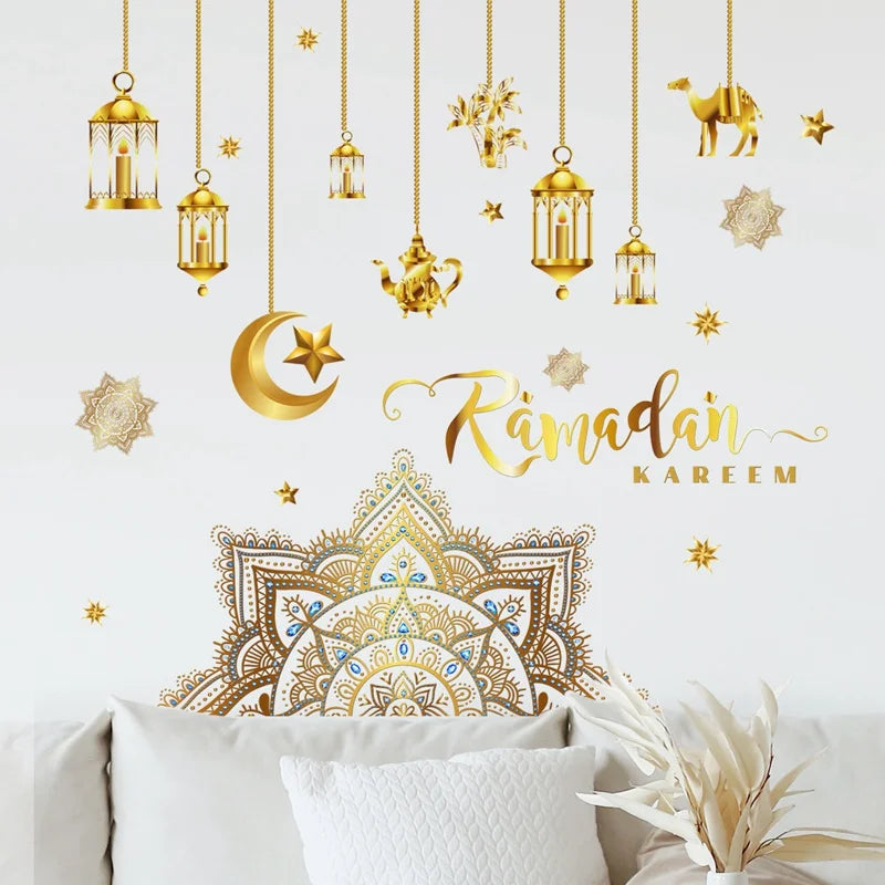 Eid Mubarak Wall Stickers Kareem Ramadan Decoration 2025 For Home Islamic Muslim Party Decor Mubarak Ramadan Window Sticker Gift