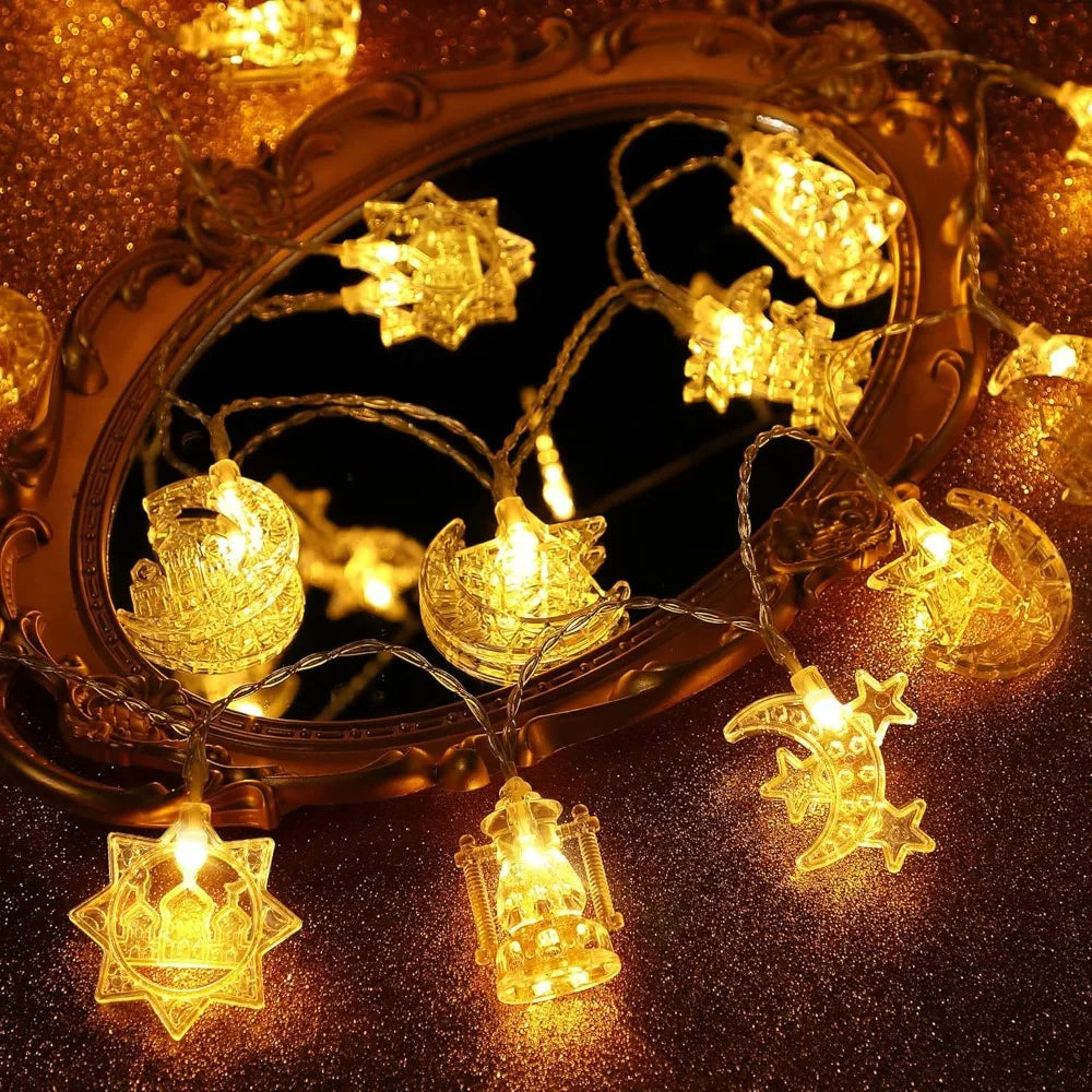 Ramadan Decorations 2026 Moon Star Castle LED String Lights Islam Muslim Festival Party Lantern Eid Mubarak Decoration for Home