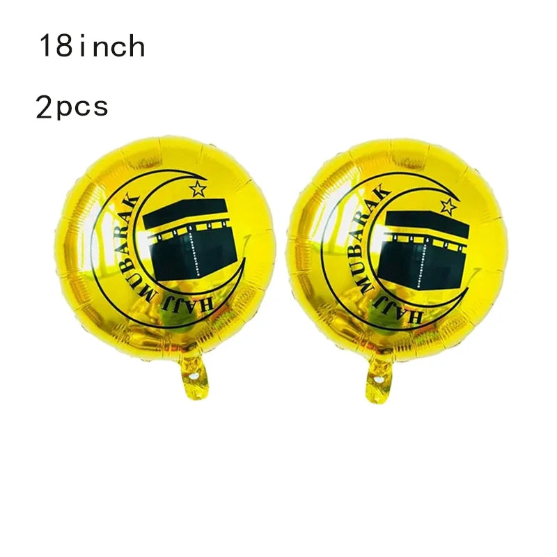 Eid Mubarak Round Star Moon Foil Balloon Ramadan Kareem Islamic Muslims Umrah Mubarak  Eid al Fitr Festival Party Decor Supplies