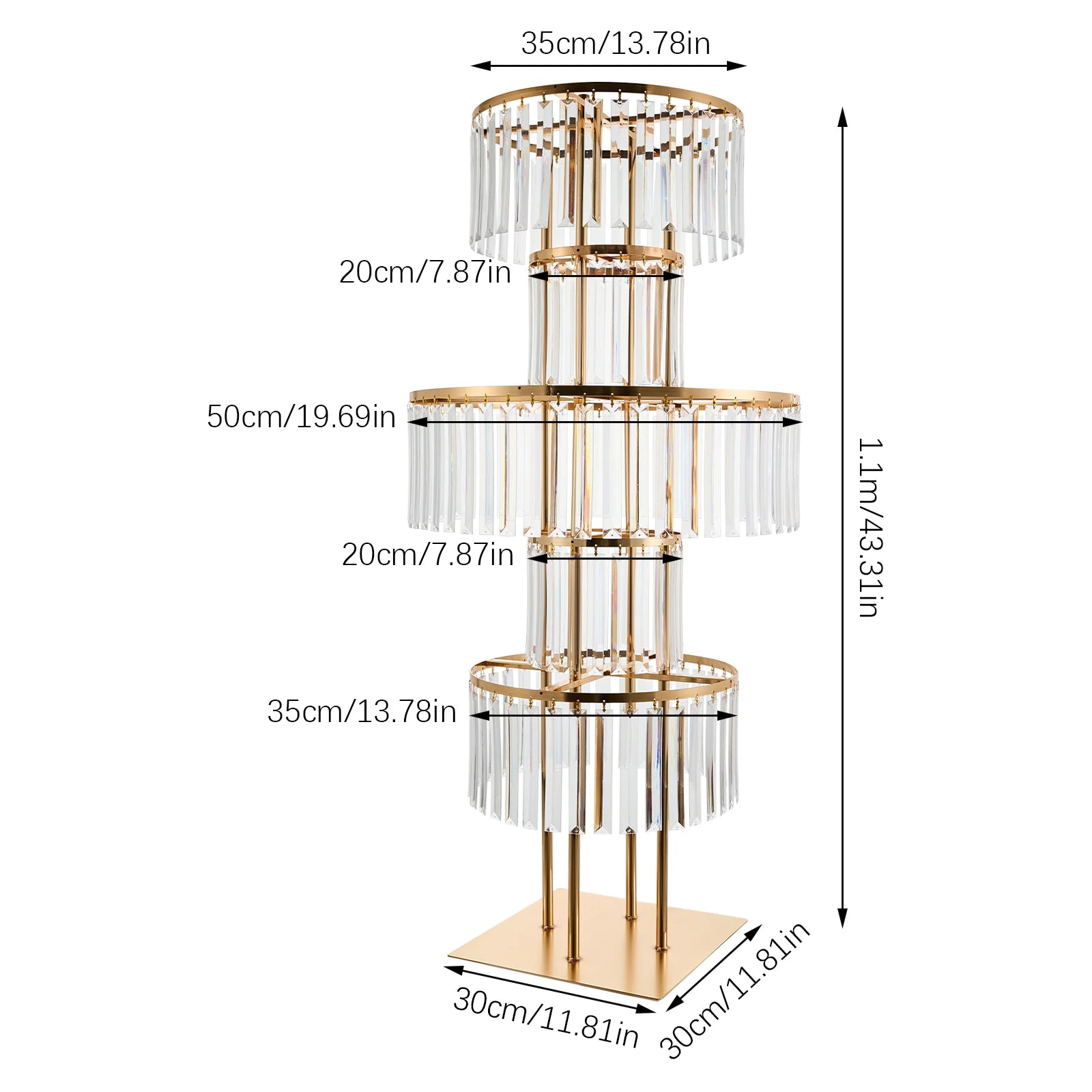 Gold 5 Tier Wedding Crystal Flower Rack Centerpieces Flower Stand Wedding Party Backdrop Stand Freestanding Floral Holder