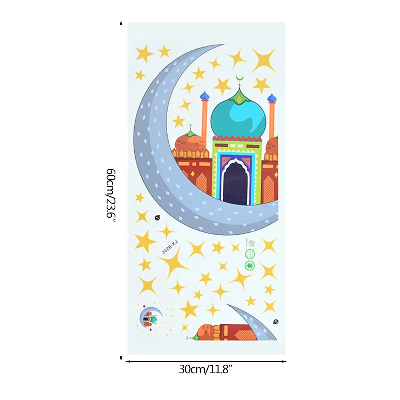 Eid Mubarak Window Sticker 2025 Ramadan Kareem Wall Sticker Muslim Islamic Festival Party Decoration Supplie Electrostatic Decal