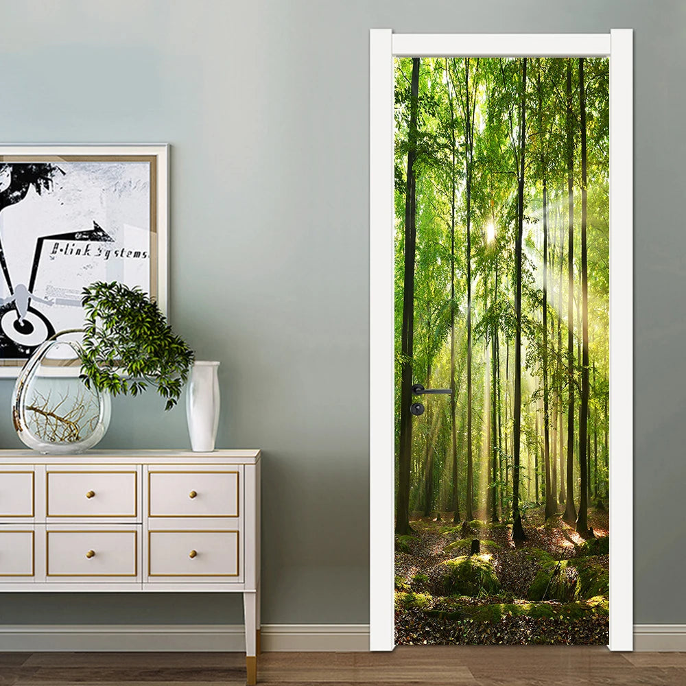 Medieval Stone Hutongs DIY Door Wall Sticker Home Decor Living Room Children Room Bedroom Art Mural Self-adhesive PVC Wallpaper
