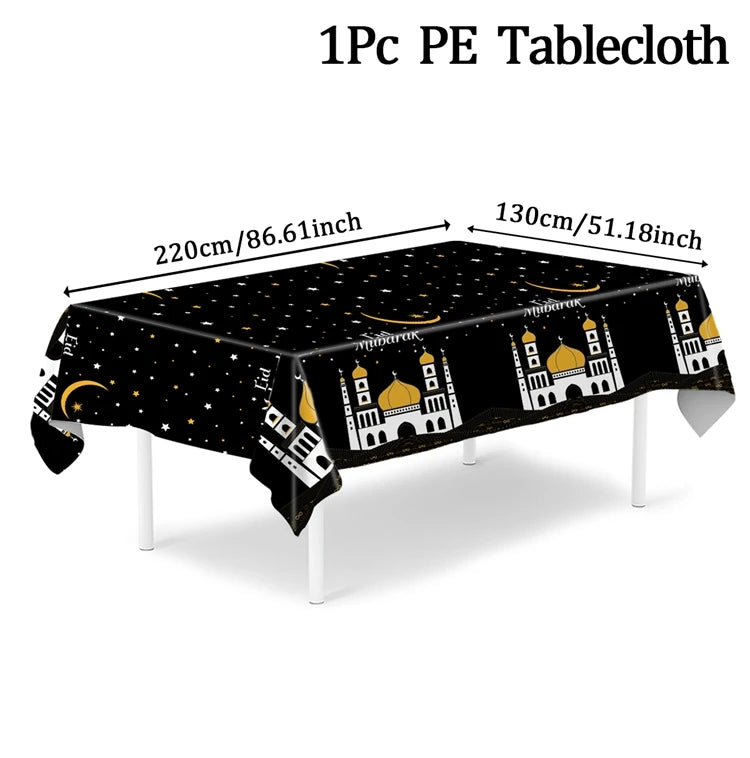 Eid Mubarak Tablecloths Ramadan Decoration 2025 for Home Islamic Muslim Party Decor Ramadan Kareem Tableware Eid Al Adha Gifts