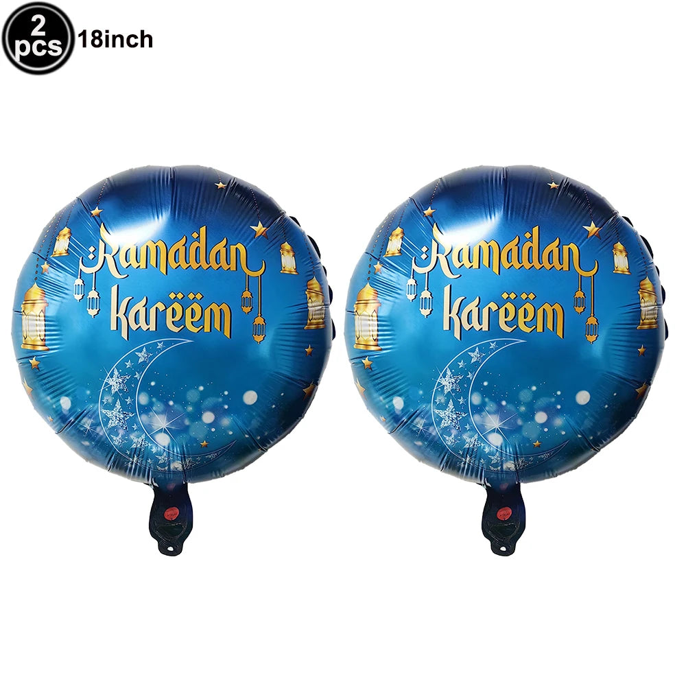 Happy Eid Ramadan Mubarak Foil Balloon DIY Decoration Islamic Ramadan Stars and Moon Helium Balloon Celebration Party Decoration
