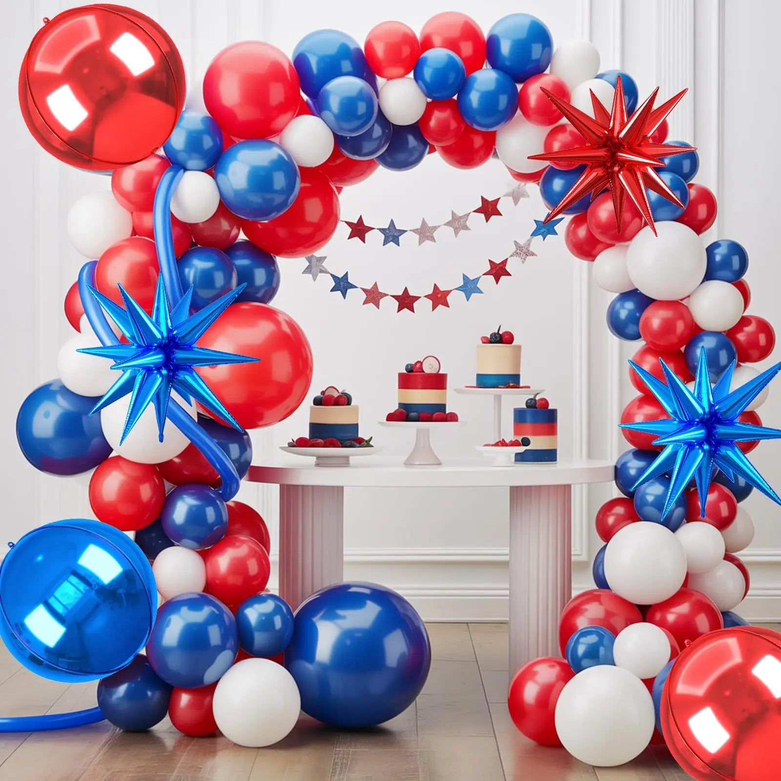 6pcs 22 inch 4D Big Round Exploding Star Foil Balloons Anniversary Birthday Wedding Theme Party Decoration Balloons