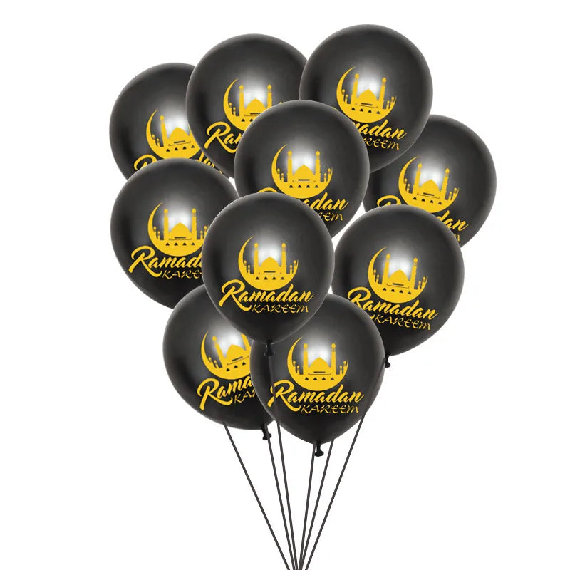 10Pcs Eid Umrah Mubarak Latex Balloon Ramadan Kareem Festival Muslim Islamic Ramadan Party Eid Al-Firt Home Decoration Supplies