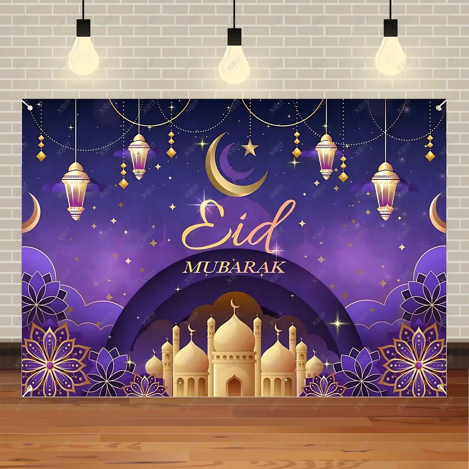 Ramadan Mubarak banner background, celebrating Eid al Fitr Islamic Muslim evening party decoration banner shooting background