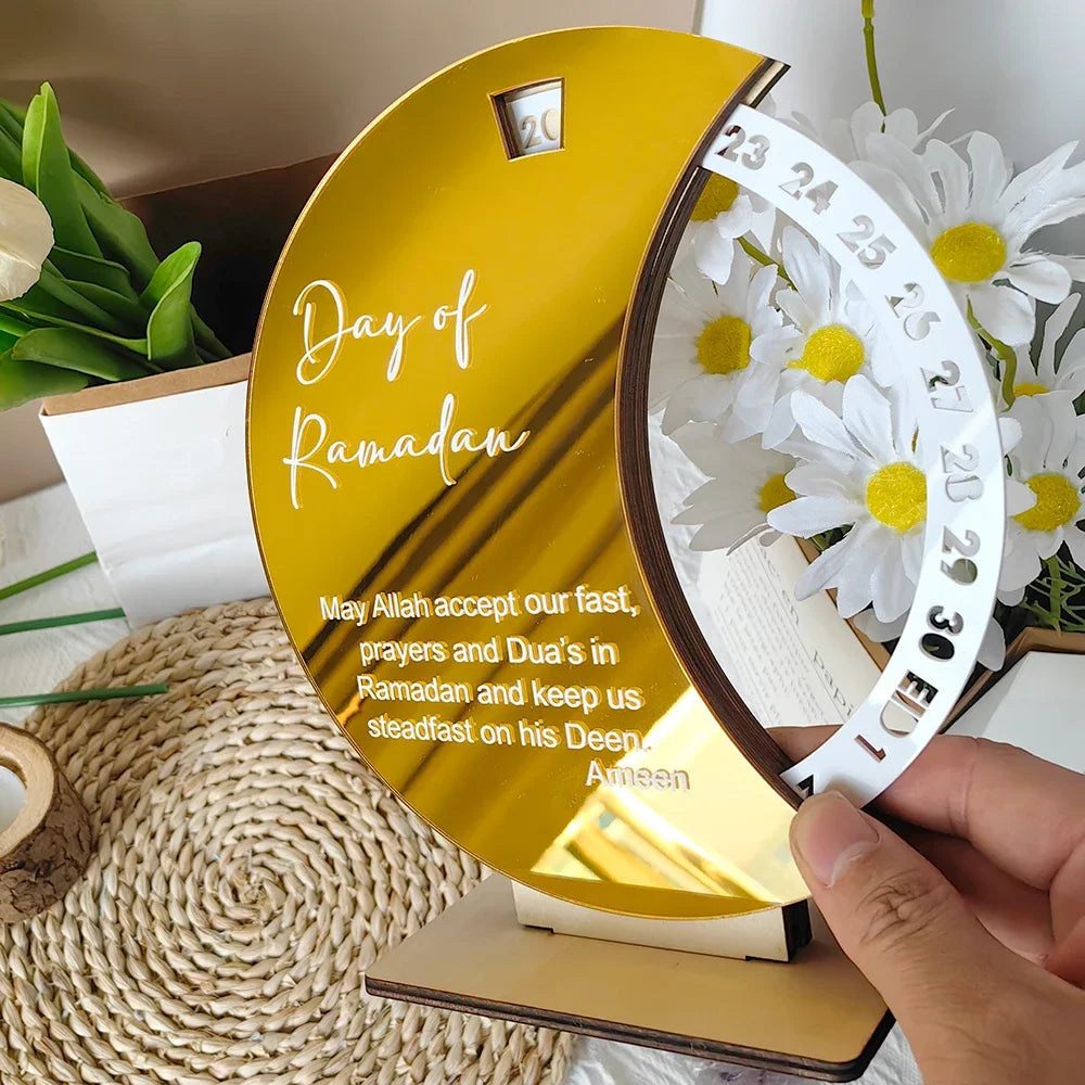 1 Pcs Ramadan Calendar Acrylic Eid Mubarak DIY Countdown 2024 Ramadan Decorations Countdown Ramadan Party Ornament