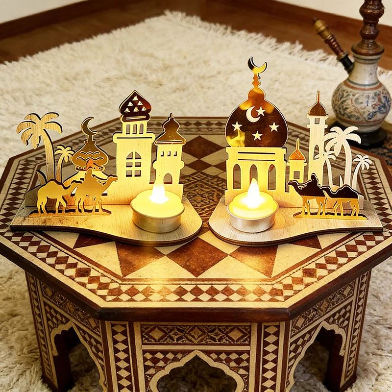 Eid al-Fitr Decorations Candlestick Star and Moon Desktop Ornament Ramadan Decorations 2026 Candlestick Party Decorations