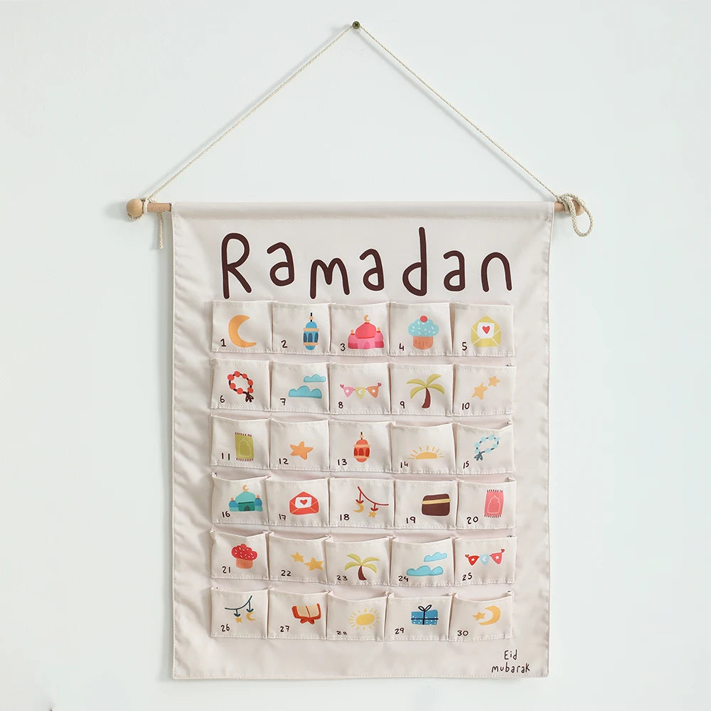 Reusable Acrylic Ramadan Countdown Calendar with Wooden Base – Eid Table Decor
