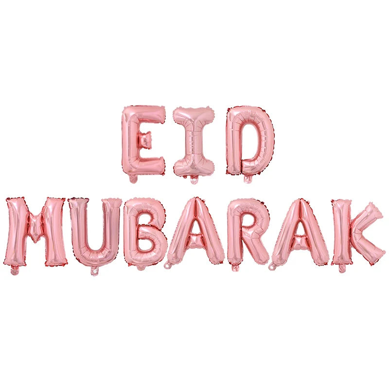 1Set Eid Mubarak Letter Foil Balloons Ramadan Kareem Decorations Star Moon Helium Globos 2024 Muslim Islamic Party Supplies Gift
