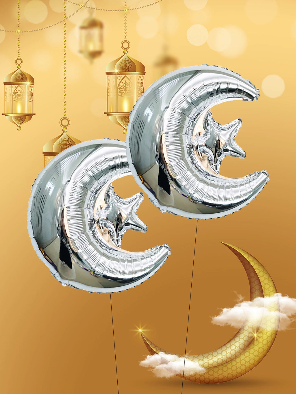 2pcs Ramadan Star Moon Balloons Ramadan kareem decor Eid Mubarak Decorations Eid al-Fitr Eid Al Adha