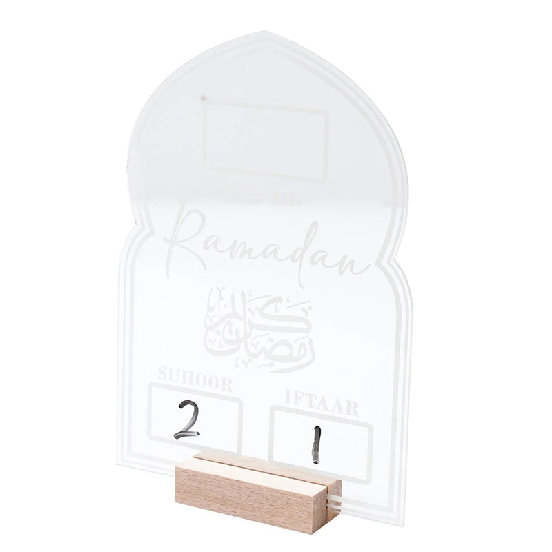 Ramadan Countdown Calendar Acrylic Eid Mubarak Ornament Kareem Ramadan Decoration 2025 For Home Islamic Muslim Party Decor Gifts