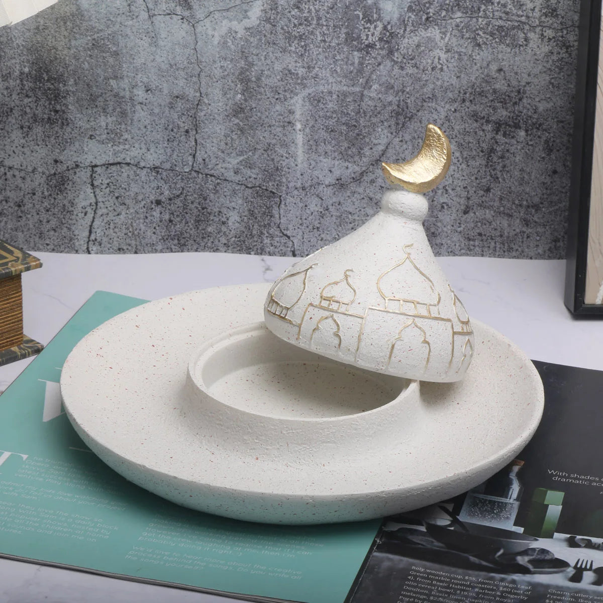Ramadan Ornaments Resin Material Mosque Islamic Castle Statue Family Tabletop Atmosphere Decoration Architectural Style Gift
