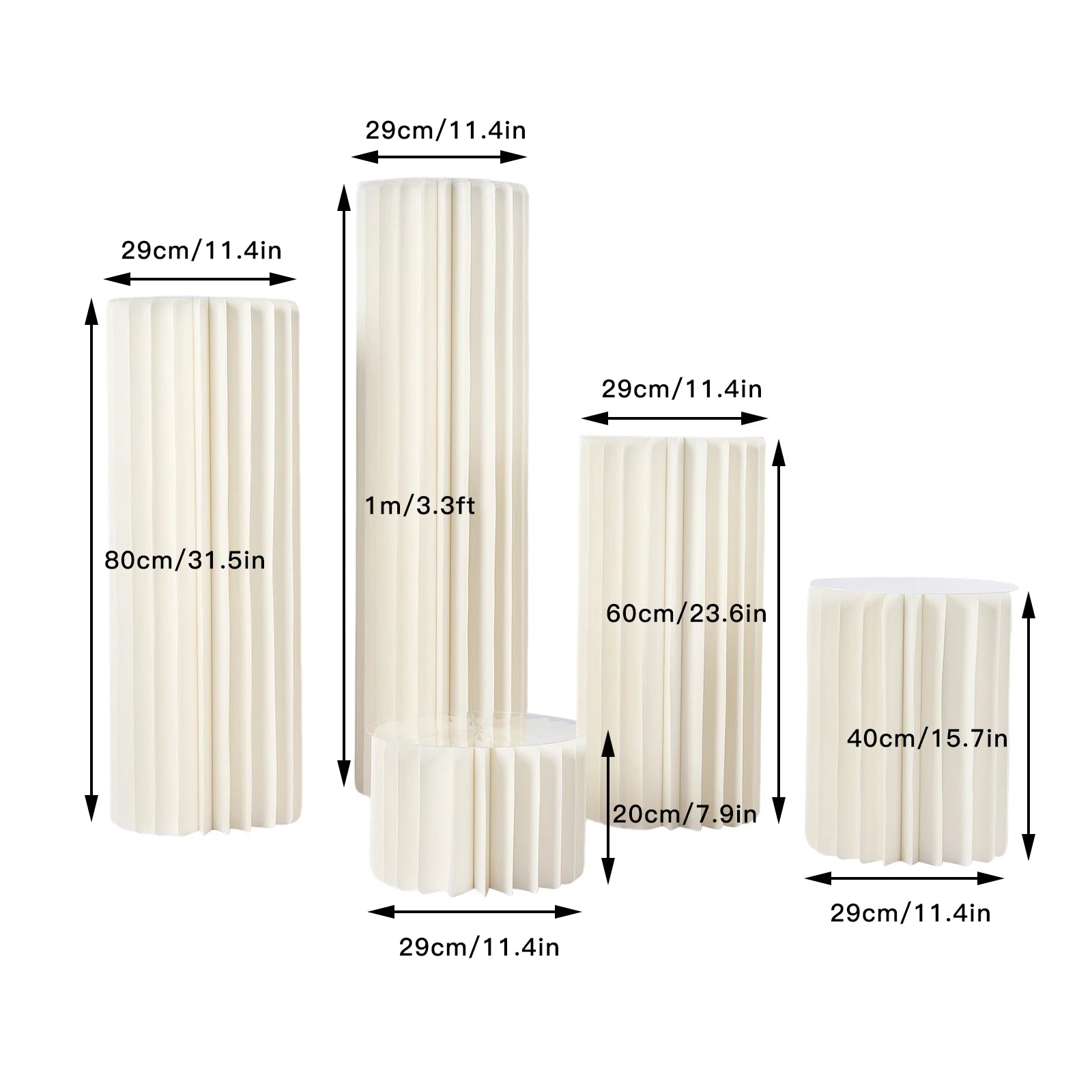 5 PCS Foldable Cylinder Pedestal Stand, Wedding Centerpieces Vase Dessert Table Party Decor, Roman Pillar for Wedding Birthday