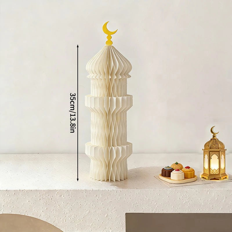 Ramadan Paper Art Desktop Decoration Castle Decoration 3d Honeycomb Castle Eid Al Fitr Party Stars Castle Party Products Gifts