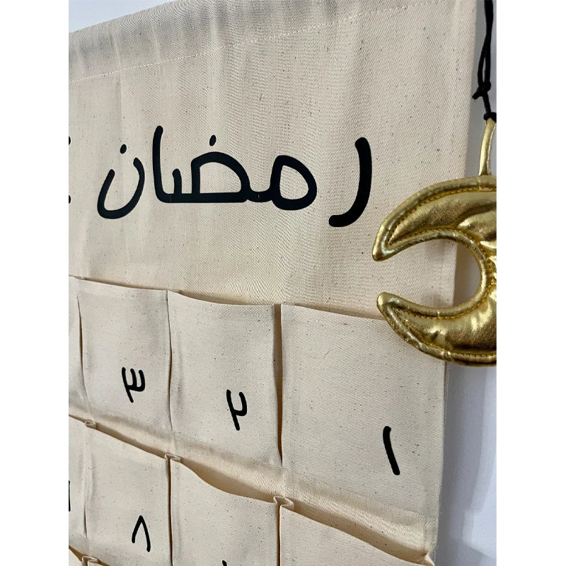 30 Days Ramadan Advent Calendar Eid Countdown Fabric Ramadan Kareem Decoration Eid Al-Fitr Home Wall Accessories Family Kid Gift