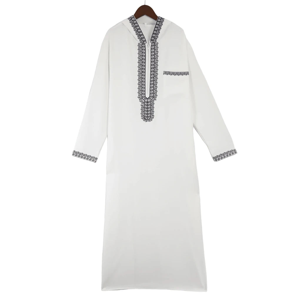 Muslim men's thobe long-sleeved embroidered Saudi Arabia elegant Islamic traditional clothing for festivals Arab Robe Dress