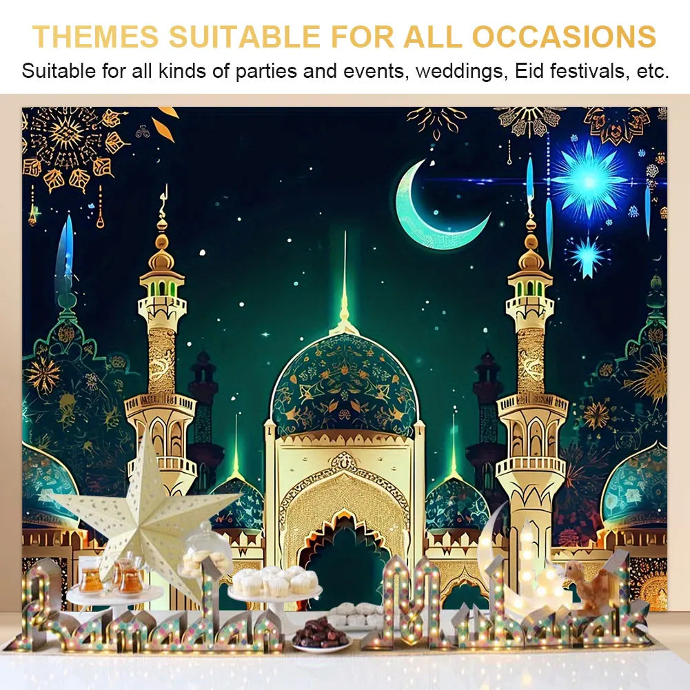 Eid Mubarak Backdrop Eid Mubarak Banner 70x90 Inch Ramadan Mubarak Hanging Sign Islamic Eid Mubarak Ornament Ramadan Supplies