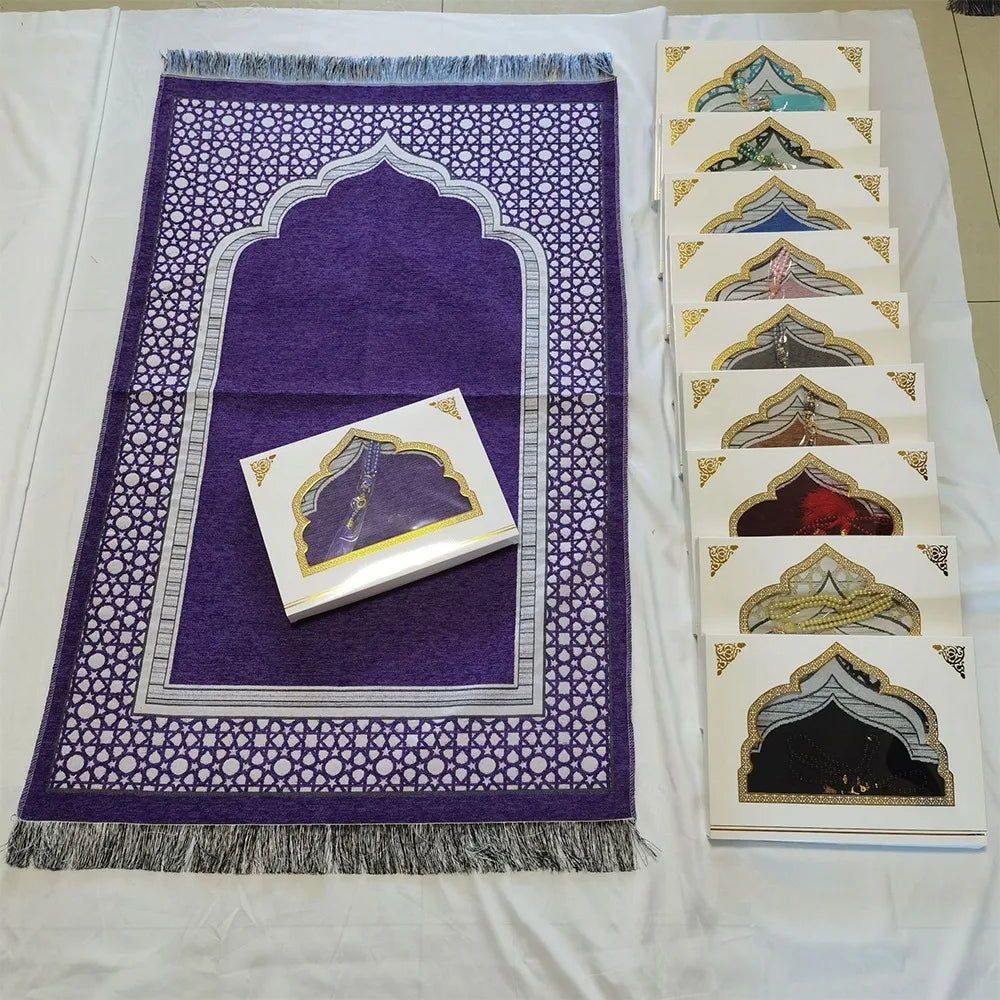 Printed Floor Mat 70x110cm Muslim Prayer Rug Non-slip Foldable Islamic Prayer Mat Rectangle Ethnic Style Janamaz Sajadah Eid