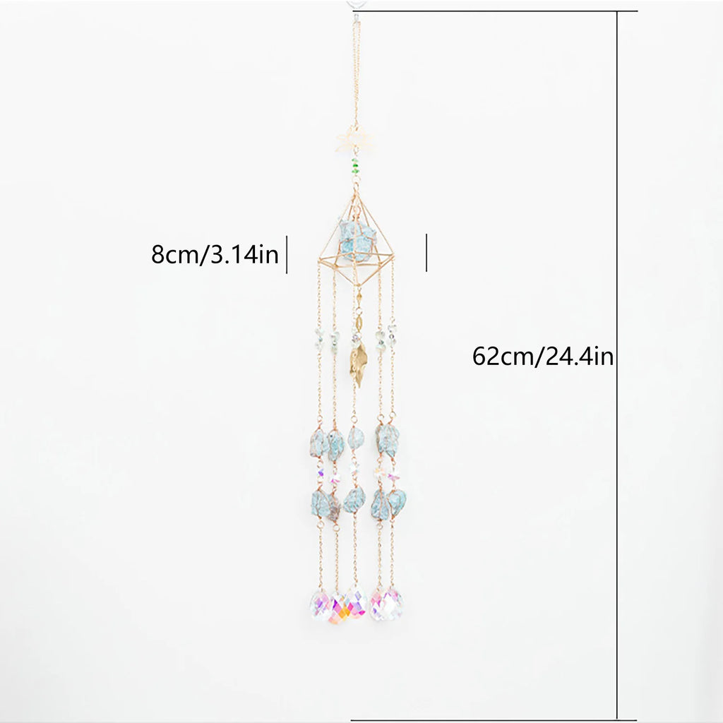 Natural Agate Dream Catcher Wall Hanging Moon Star Sun Crystal Stone Dream Catcher Garden Bedroom Agate Wall Hanging Decorations