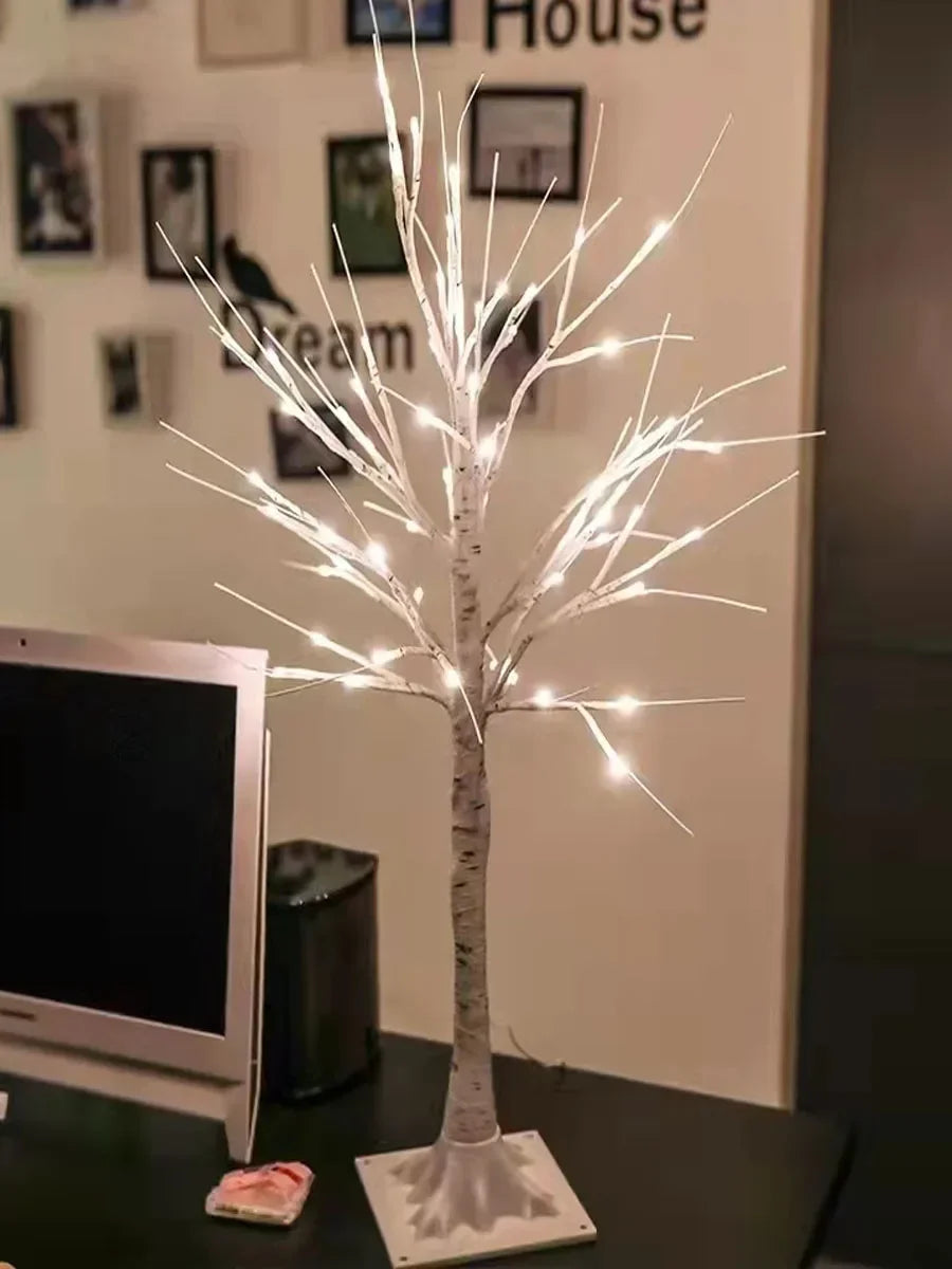 Outdoor waterproof birch tree luminous tree lanterns, background decoration ambient light scene arrangement, garden tree lights