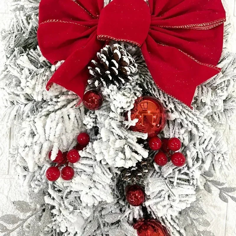 2024 front door Christmas wreath decoration upside down tree vine Christmas door and window decoration supplies
