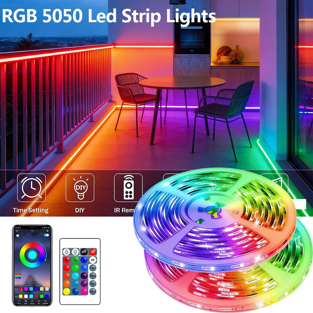 LED Strip Lights 5V RGB Led Light 1M-30M APP Control Color Changing Luces Led Diode Light Flexible Ribbon for Room Party Decor