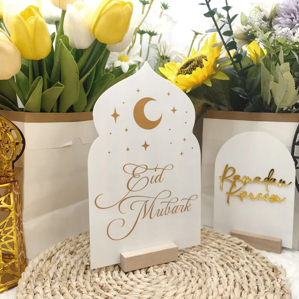 Reusable Acrylic Ramadan Calendar Board Wooden Base Table Ornament Mubarak Eid Advent Day Suhoor Iftaar Countdown Gifts with Pen