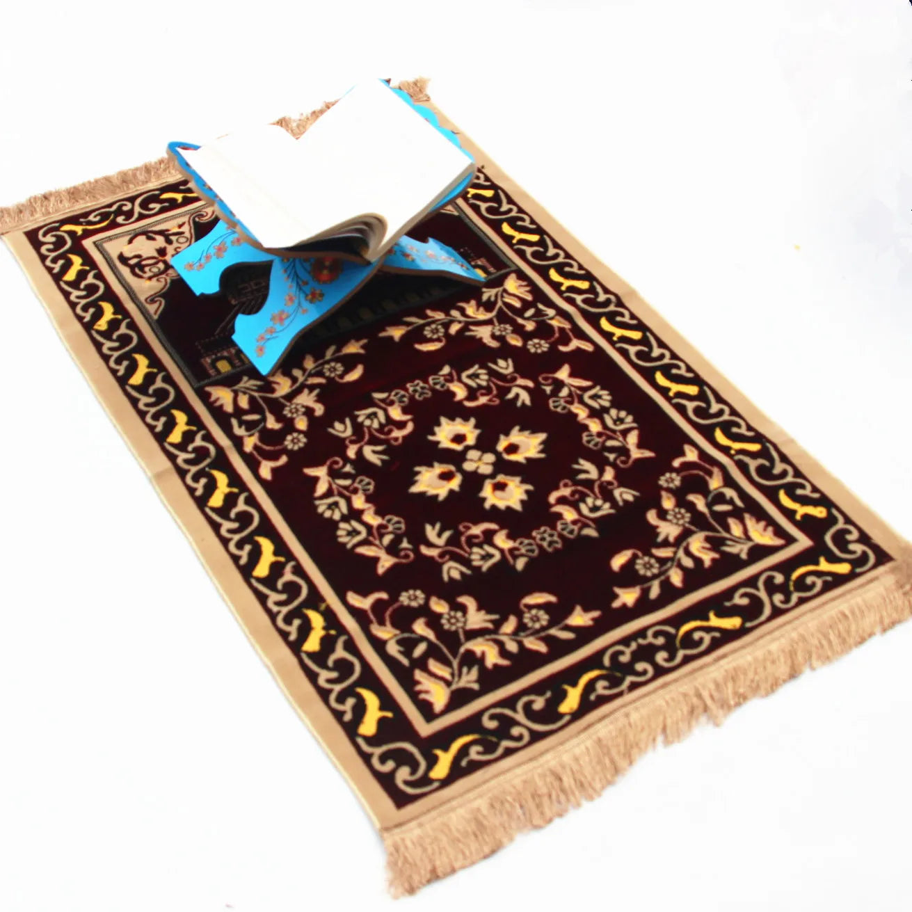 Islamic Velvet Plush Prayer Rug - Thick & Soft Muslim Prayer Mat