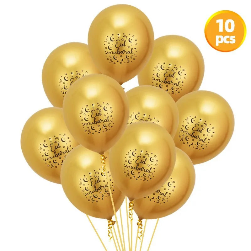 Eid Mubarak Balloons 2024 Ramadan Decorations for Home Moon Star Foil Balloon Muslim Aid Moubarak Kareem Festival Party Supplies
