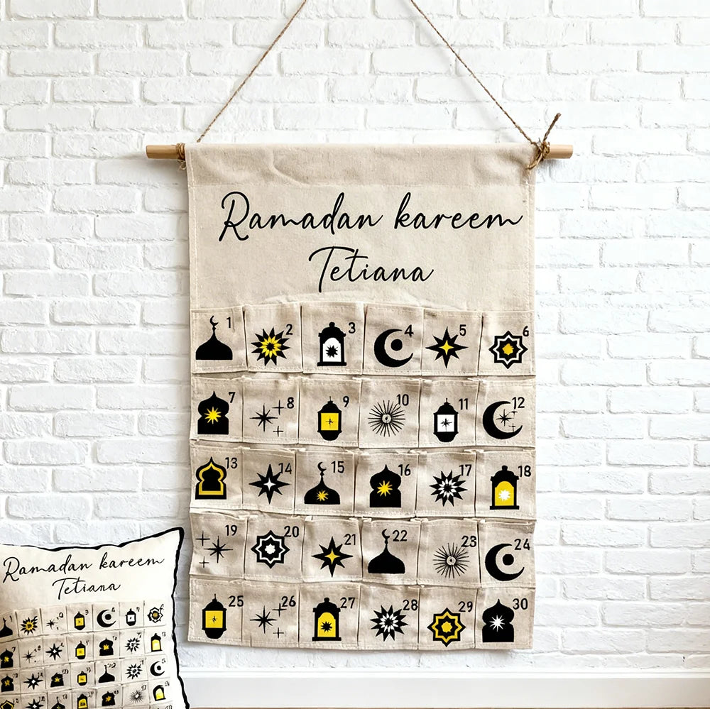 personalized name Ramadan kareem 30 day Advent Calendar for kid boy girl Muslim Islamic eid al Fitr Wall Hanging Home decoration