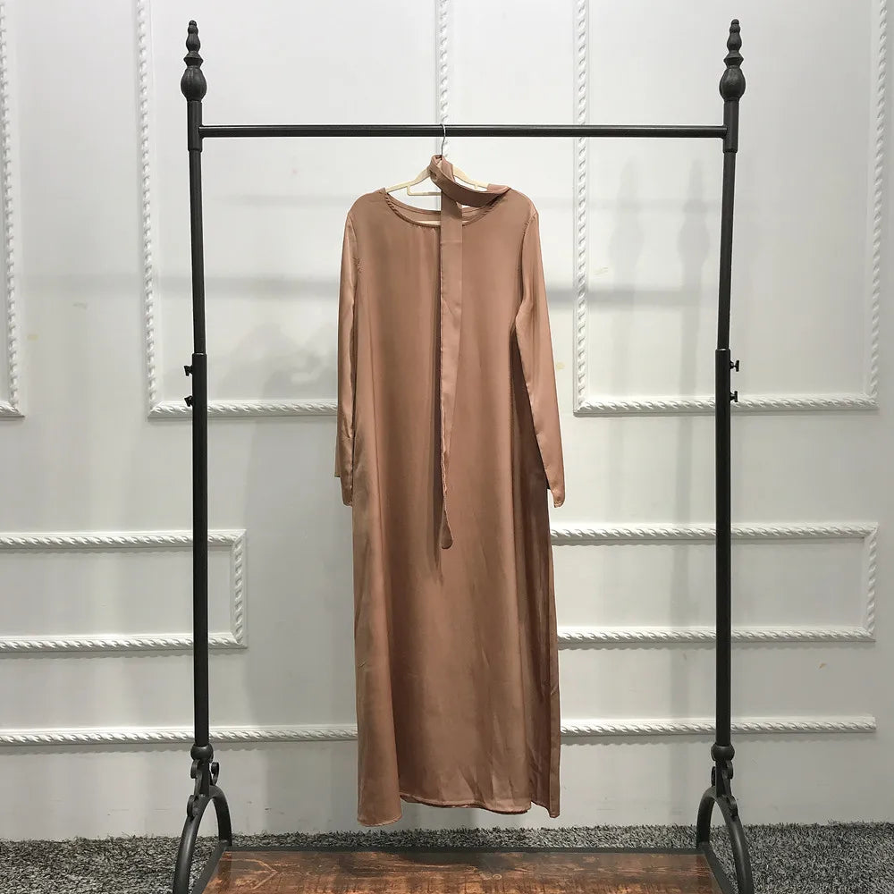 Fashion Sliky Djellaba Muslim Dress Dubai Full Length Flare Sleeved Soft Abaya Dubai Turkey Muslim Islam Robe WY921