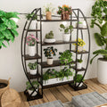 Half-Moon Shape Plant Stand Industrial Bookshelf Storage Shelf Multilayer Garden Flower Rack