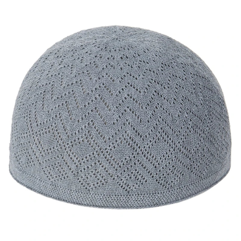 Breathable Muslims Adult Knit Kufi Elastic Hollow out Islamic Knit Kufi Inner Hat Casual Church Pray Lightweight Hat