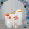 5pcs Crystal-Clear Cylinder Wedding Display Stands, Versatile Acrylic Centerpiece for Table Decor, Modern Dessert Cupcake Risers
