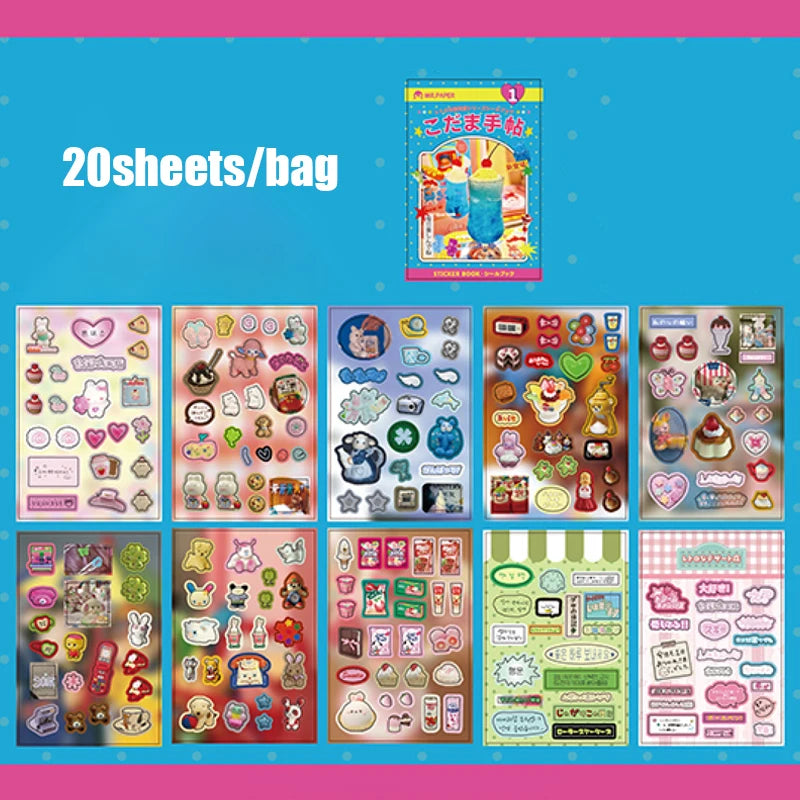 20 Sheets Vintage Grocery Sticker Book, Multi-layer Die-cut Scrapbook for DIY Journal Collage Phone Diary Planner Decor