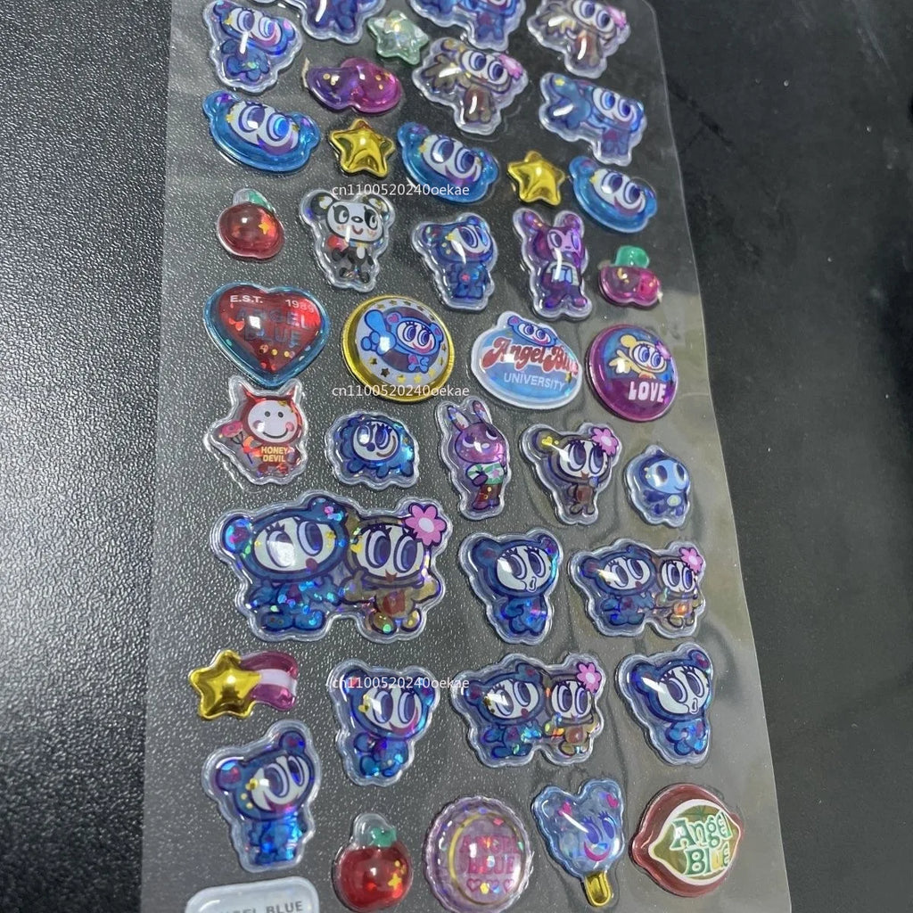 New Angel Blue Wave Water Moisturizing Stickers Japanese 3D Relief Stickers Children's Fairy Decorative Stickers festival gifts