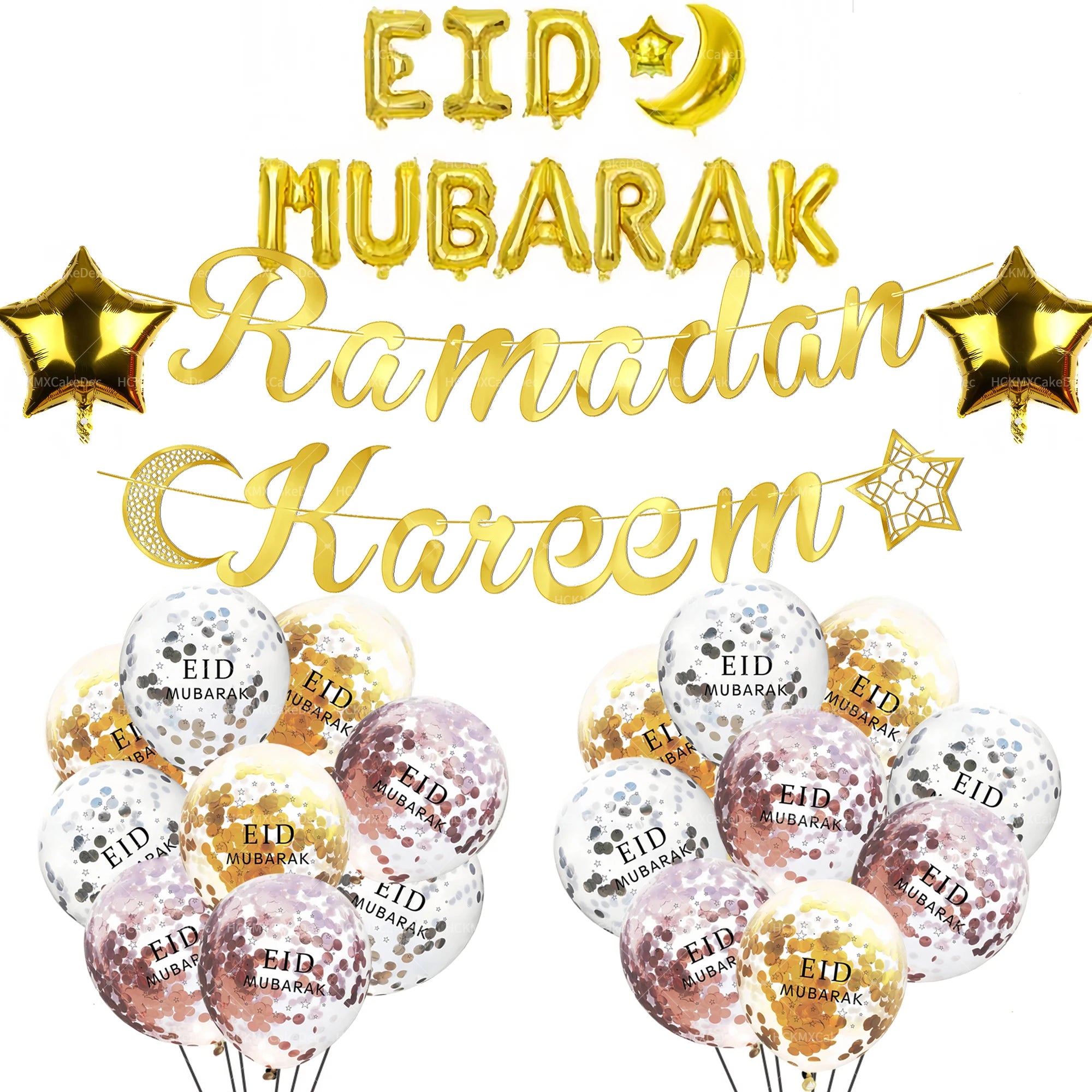 10/11/15/29/30/33pcs Eid Mubarak Balloon Ramadan Decoration For Home Aid Al-fitr Mubarak Kareem Festival Party Supplies