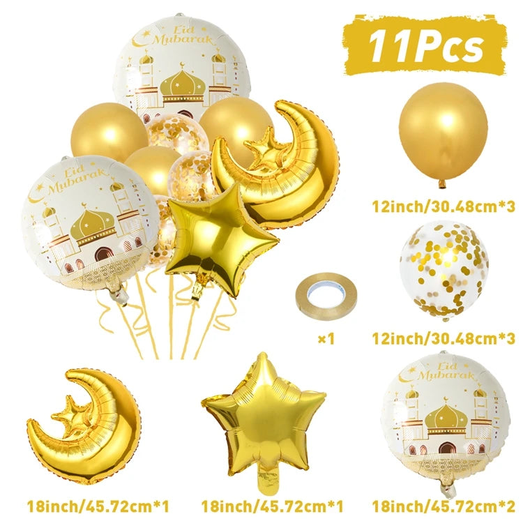 Eid Mubarak Balloons Ramadan Decor for Home Eid Mubarak Letters Balloon Ramadan Kareem Islamic Muslim Party Eid Al Adha Gifts