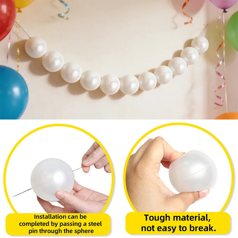 Wedding Party Big Pearl Decor Wedding Supplies Birthday Party Artificial Pearls Diy Beaded Garland White Ball Pendant & Figurine