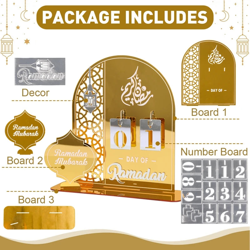 Ramadan Countdown Calendar Eid Mubarak Ornament Ramadan Decoration For Home 2025 Eid Aid Al-Adha Islam Muslim Party Supplies